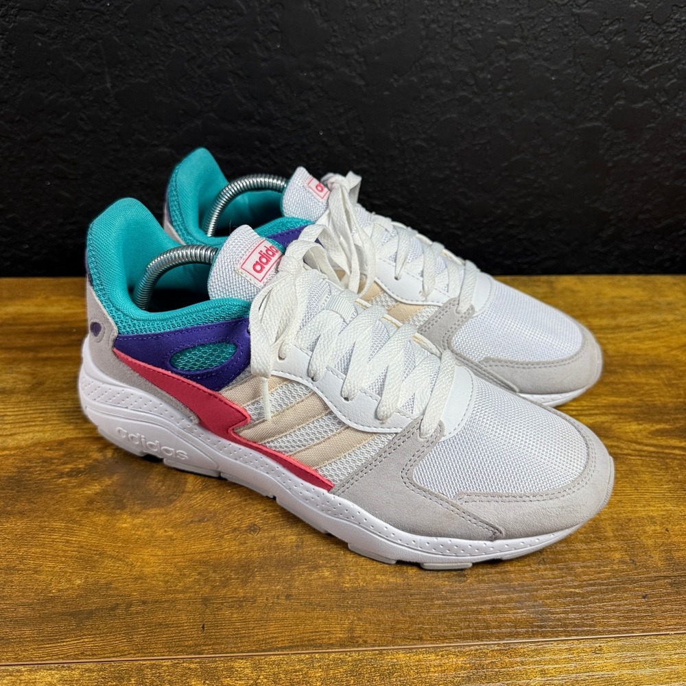 Adidas Chaos EF9231 White Teal Purple Mesh Suede Sneakers Womens 10